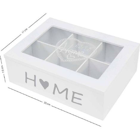TrAdE Shop Traesio - Scatola Contenitore Legno Bianco Home Bacheca 6 Scomparti Posti Vetrina 219615 -