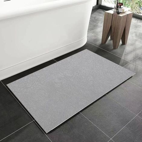 Tapis Salle de Bain Absorbant Diatomite, Couleur Unie Minimaliste Tapis de Bain Antidérapant Séchage Rapide Doux pour Entrée, Baignoire, Porte d'entrée, Chevet, Canapé, Salon (Grey,50x80cm) (1/5)