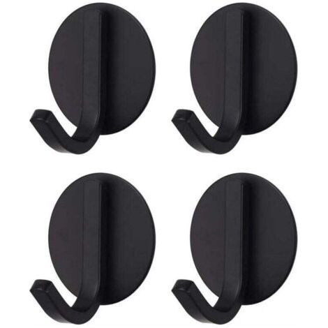 Powerful Adhesive Hook Steel, XU, Black Stainless (4 Pieces) Coat hook, Towel rack, superior quality product, durable and reliable, selected materials, complies with standards - (1/4)