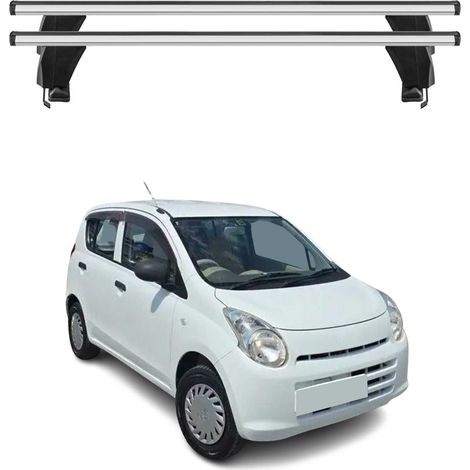 OMAC Barres de toit transversales en aluminium pour Suzuki Alto 2009-2014 – Antivol – Rainure en T – Testées City Crash – Charge Max 50 kg Argent (1/4)