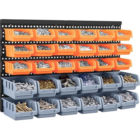 32 Pcs Wall Mount Storage Board Organiser Garage DIY Bin Panel Rack