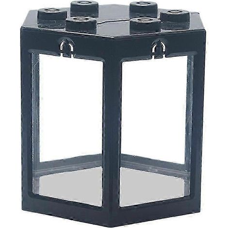 Kit de bocal à poissons, aquarium empilable, décoration DIY, mini-paysage, boîte à poissons, ornement de bureau-Square Black