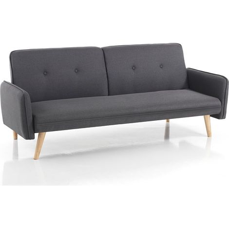 Sofá cama 2 plazas clic clac de tela con patas de madera maciza Post