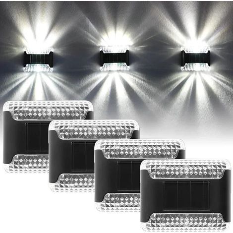 Quatre appliques murales solaires, appliques murales extérieures réglables, éclairage d'escalier LED étanche. (1/5)