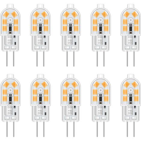 Ampoule LED G4 2W 12V Blanc Chaud 200LM, équivalent Bi Pin G4 10W-20W halogène, LED 12V pour Hotte Cuisine/Armoire/Camping, non-dimmable, lot de 10 (1/5)