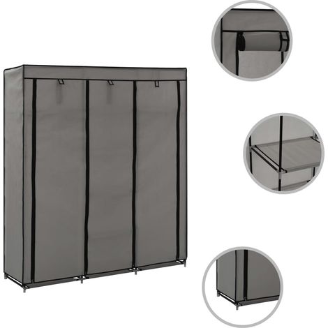 Meubles de Rangement,Armoire avec compartiments et barres Gris 150x45x175 cm Tissu CFW835978 (1/5)
