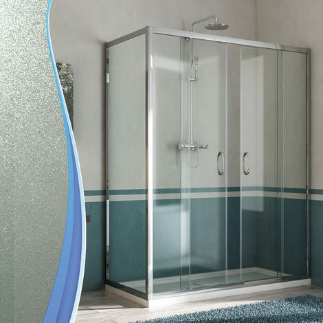 Box Doccia Angolare 90x180 cm 2 Ante Scorrevoli in Cristallo Opaco 6mm H185 Fosterberg Kolding Duo (1/5)