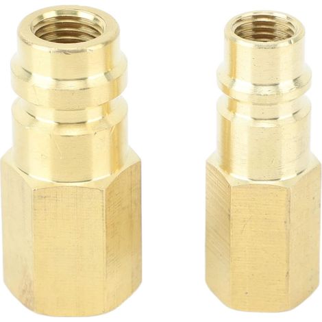 BEBUSINGOTO R134A-Klimaanlagenanschluss, Schnellkupplungs-Druckanschlussadapter, Messingadapter, Schnellkupplungen für Kältemittel-Füllventile für R134A-Klimaanlagensysteme (1/5)