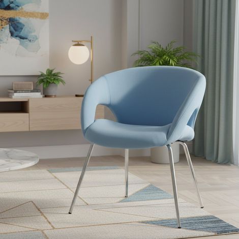 Dmora - Silla de oficina Dagudel, Silla de espera con reposabrazos para oficina, Silla de espera ergonómica, 58x59h72 cm, Azul claro (1/3)