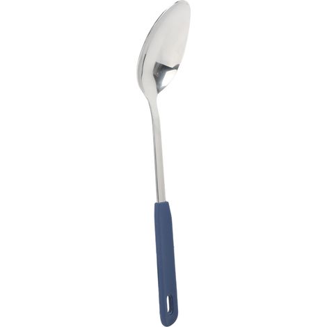 Cuillère de service, cuillère de cuisine, acier inoxydable, trou de suspension, compatible lave-vaisselle, facile à nettoyer, durable, ustensiles de cuisine pour hôtel, manche en silicone (1/5)