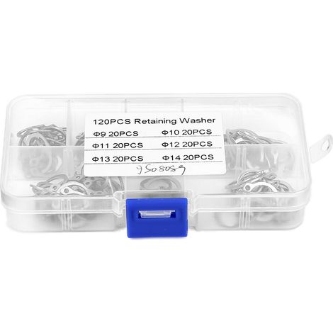 120 pièces bagues d'arrêt en acier inoxydable lot de circlips 9mm-14mm avec boîte de rangement (1/5)