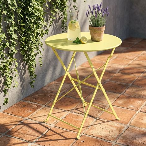 Table de jardin pliante, verte, en métal (fer), ronde, avec fonction de pliage, H 70 cm, couleur unie (1/5)