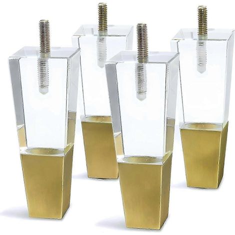 Pieds de meubles de rechange en acrylique, pieds de placard transparents décoratifs modernes à monter soi-même, style carré, ensemble de 4 pièces (7,8 pouces de côté) 4,7 pouces (1/5)