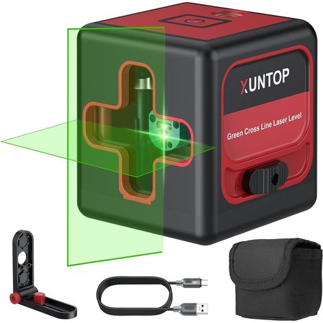 5-30M Niveau Laser Croix Vert Rechargeable - Traceur Laser Auto-nivelant ±1.5mm IP54 Compact USB-C - Outil de Marquage pour Bricolage Chantier Carrelage Intérieur (1/5)
