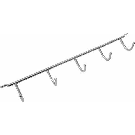 Porte manteau ou crochets cuisine 5 supports pour montage sur panneau 350mm en acier chromé à visser Barre Suspension Patère Vêtement Sac Serviette Veste Chapeau Dressing (1/2)