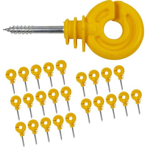 Lot de 25 - Isolateur annulaire jaune à vis Ø 6MM pour bois dur