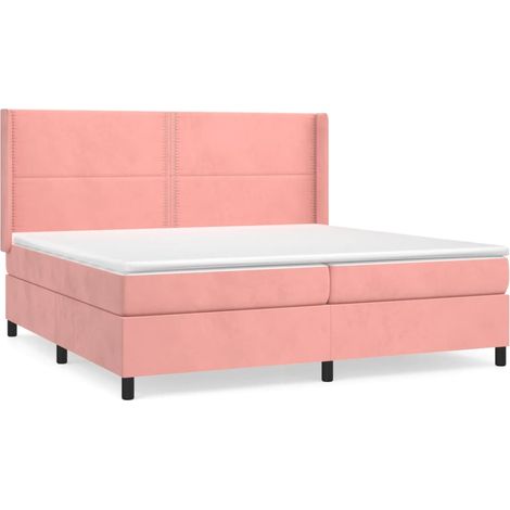 Maison Exclusive - Giroletto a Molle con Materasso Rosa 200x200 cm in Velluto (1/5)