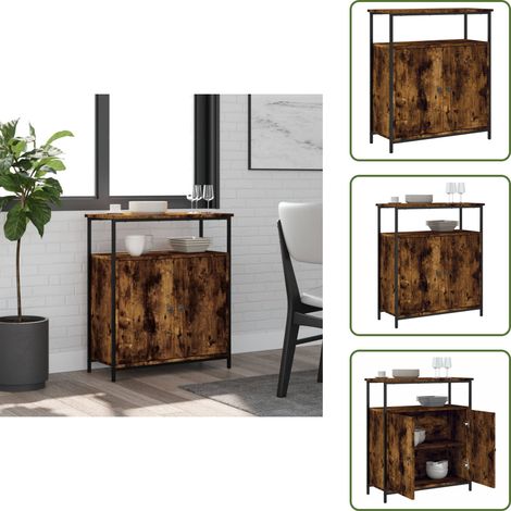 The Living Store Sideboard Räuchereiche 70x30x80 cm Holzwerkstoff - Holz Sideboard - Wohnzimmermöbel - Schreibtisch - Regal - Sideboard Braun (1/5)