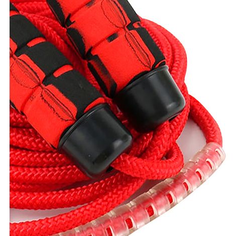 Corde à sauter double de 3 m en coton de 9 mm d'épaisseur, idéale pour le cardio, l'endurance, le fitness et les exercices de saut. Couleur : rouge. (1/5)