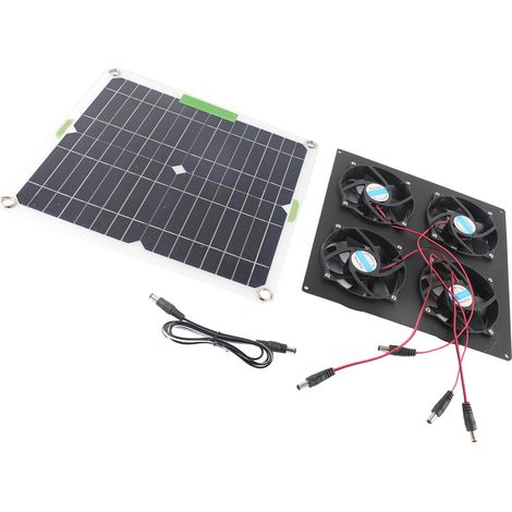 Kit Ventilateur Solaire 4 Ports Étanche avec Panneau Monocristallin pour Serres et Châssis