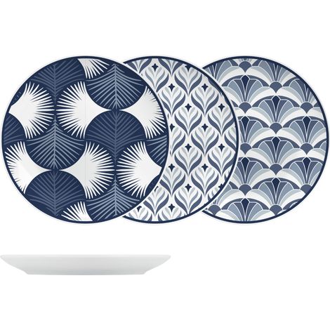 6 x assiettes plates JAKARTA - 19cm - Porcelaine - H&H