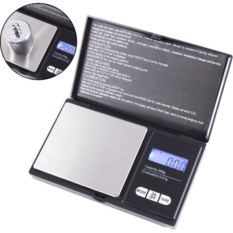 Balance De Poche - 200 g - Précision 0,01 g - Affichage LCD Rétroéclairé Bleu - Modes g/oz/ozt/dwt - Fonction Tare - Couvercle Protecteur (1/5)
