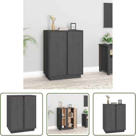 vidaXL Sideboard Grey 60x35x80 cm Solid Wood Pine (1/5)