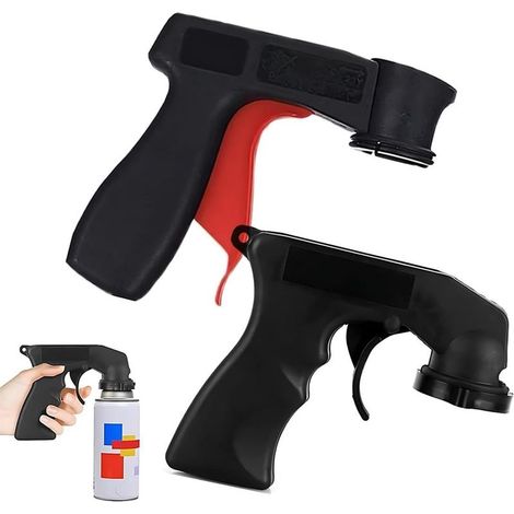 Poignée pour pistolet à peinture, 2 accessoires pour machine à peinture, Un noir et un rouge, Pistolet Spray pour Bombes Aérosols, Support de poignée, Porte-pistolets à peinture et accessoires (1/5)
