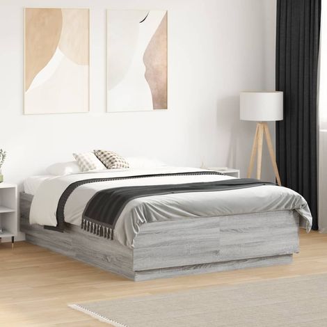 vidaXL Estructura de cama madera de ingeniería gris Sonoma 135x190 cm (1/5)