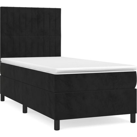 Maison Exclusive - Giroletto a Molle con Materasso Nero 90x200 cm in Velluto (1/5)