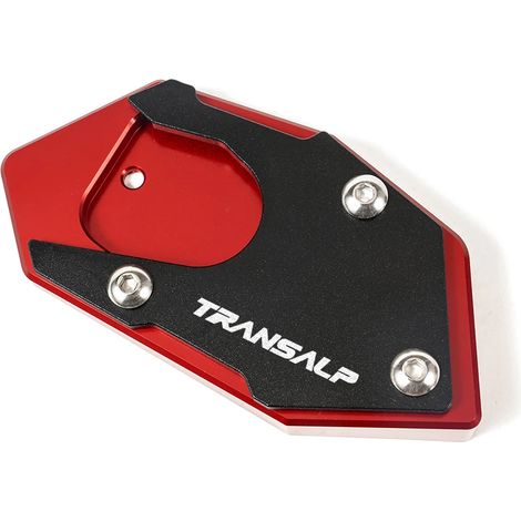 (Rouge) Compatible avec les modèles TRANSALP 600, 650 et 700 XLV 600, 650 et 700 TRANSAL. Béquille latérale en aluminium CNC, extension et support maxpower. (1/4)