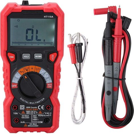 Testeur de multimètre, testeur de multimètre numérique Kit de multimètre fils de test de multimètre, pour capacité de tension ca / cc fréquence de courant ca / cc (1/5)