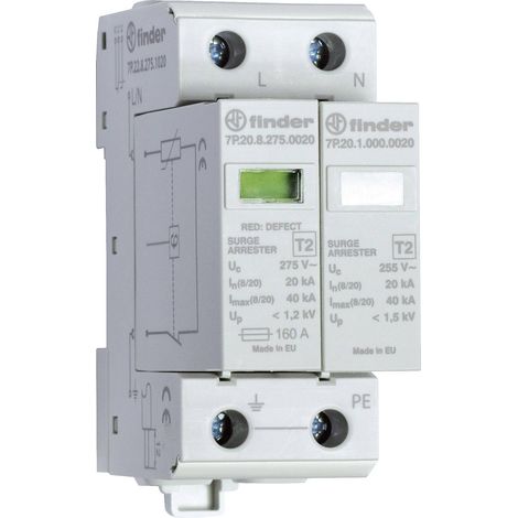 Dispositif antisurtension Finder 7P.22.8.275.1020 7P.22.8.275.1020 20 kA X97416