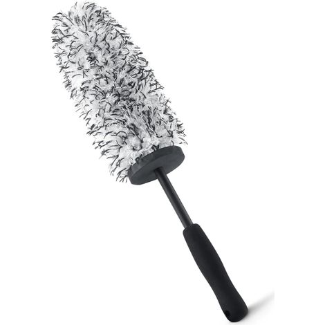 Brosse de nettoyage en microfibre, adaptée au nettoyage des jantes et des détails de la voiture, 42 cm de long, grise. (1/5)