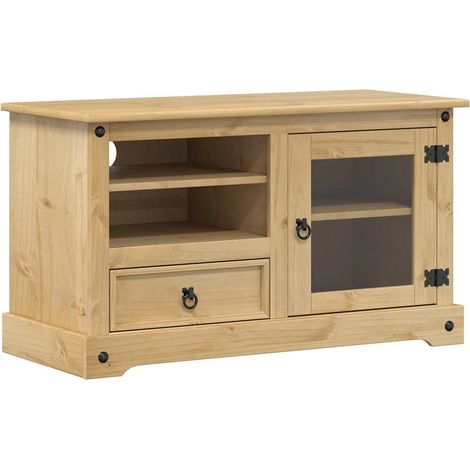 Mueble TV multimedia estantería para televisión buffet para televisión comedor salón dormitorio Corona 100 x 45 x 58 cm madera maciza de pino marrón 020027565
