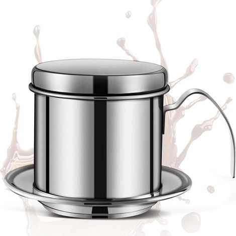 Vietnamesische Kaffeemaschine Filterkaffeemaschine mit Edelstahl Dauerfilter Langsame Zubereitung French Press für Reisen und Camping (1/4)