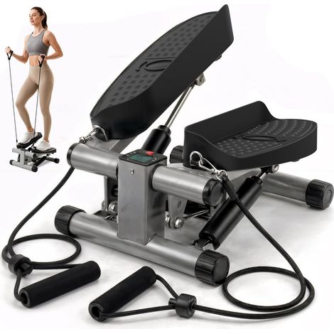 Mini Stepper 2-en-1 Silencieux - Appareil Fitness Hydraulique avec Bandes de Résistance (1/5)