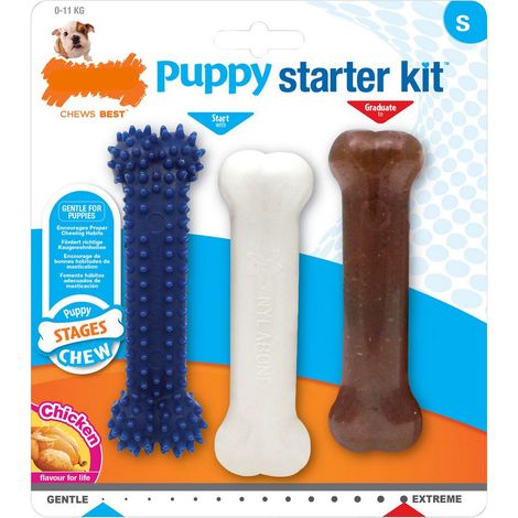 Mordedor de perro nylabone extreme chew starter kit cachorros pollo nylon termoplástico (3 pcs)