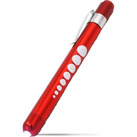 (Rouge - Tête convexe - Lumière jaune) Mini lampe stylo médicale - Lampe torche LED portable - Convient aux médecins et aux infirmières pour le diagnostic (1/2)