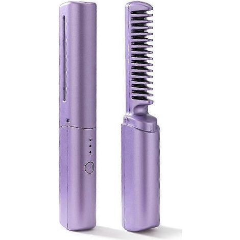 Mini lisseur rechargeable USB, brosse lissante sans fil, lisseur de voyage, peigne lisseur électrique portable avec brosse chauffante (1/3)