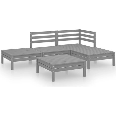 Mobili da giardino mobili da esterno set di mobili 5 pezzi in legno massello di pino grigio 020016557