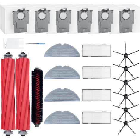 Ersatzteile kompatibel mit Roborock S7 MaxV Ultra, S7 Pro Ultra: 2 Hauptbürsten, 4 Filter, 6 Seitenbürsten, 4 Moppaufsätze, 6 Staubbeutel, 1 Reinigungswerkzeug (1/5)