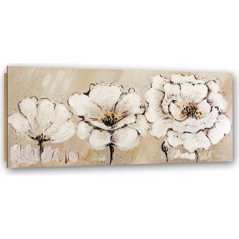 Quadro deco panel, Tre fiori bianchi - 90x30 (1/5)