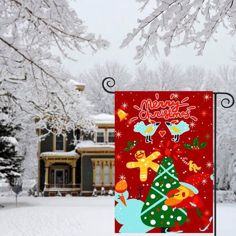 Christmas flag, Christmas garden flag, red background themed polyester fabric flag with Santa Claus elf - 30 × 45 cm (1/4)