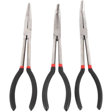 Pinces à nez aiguille en acier de 11 pouces, 3 pièces, droites étendues à 45 degrés et 90 de Long (1/5)