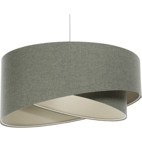 Suspension boho tissu crème réglable pour salon ou chambre - Ø 60 cm - H25 cm (1/5)