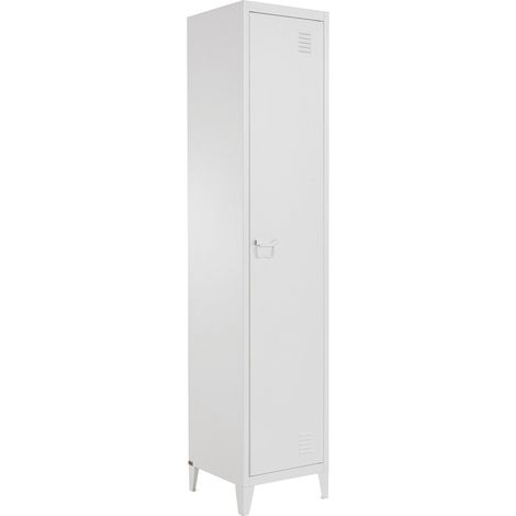 Salino-Armoire avec 1 Porte en Métal Blanc