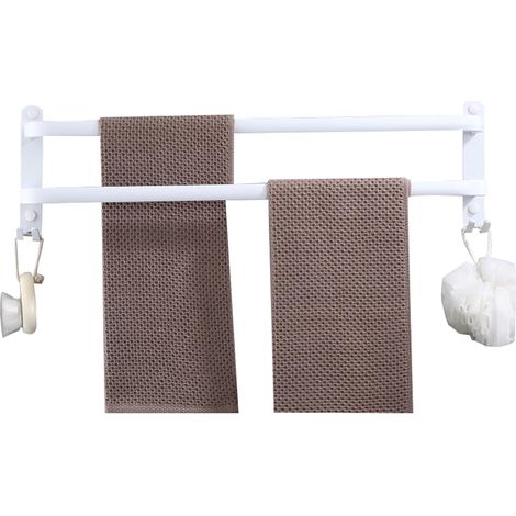 Porte-serviettes mural blanc, barres porte-serviettes multi-niveaux avec crochets, porte gain de place en aluminium, robinet
