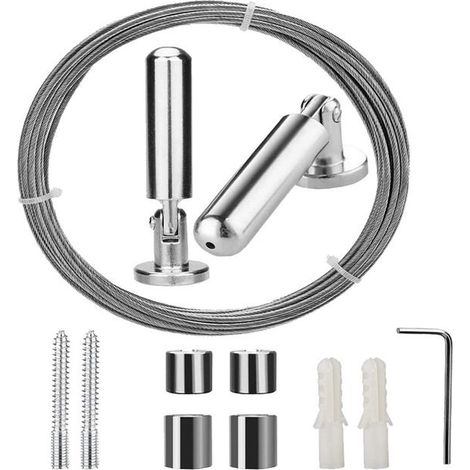 Kit de fixation murale en acier inoxydable de 5 mètres, cordon de rideau, fil à linge, câble en acier, corde à linge (1/5)
