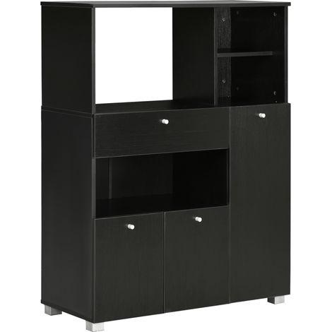 Meuble de cuisine multi-rangements panneaux particules noir (1/5)